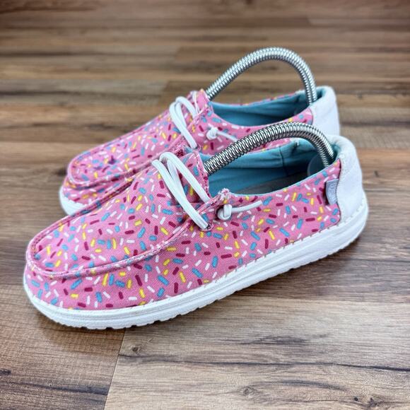 Hey Dude Wendy Toddler Shoes Girls Kids Size L4 Birthday Sprinkles Slip on Pink - Picture 1 of 6
